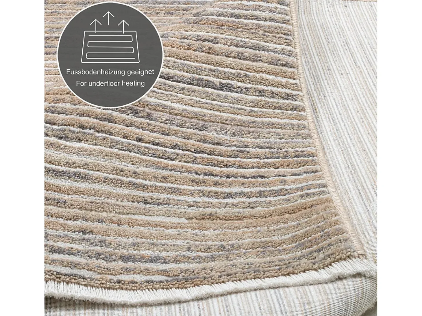 Alfombra de tejido plano con aspecto corto 240x290 cm Beige Corduletta