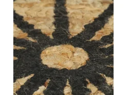 Alfombra de yute hecha a mano con estampado negro 150 cm