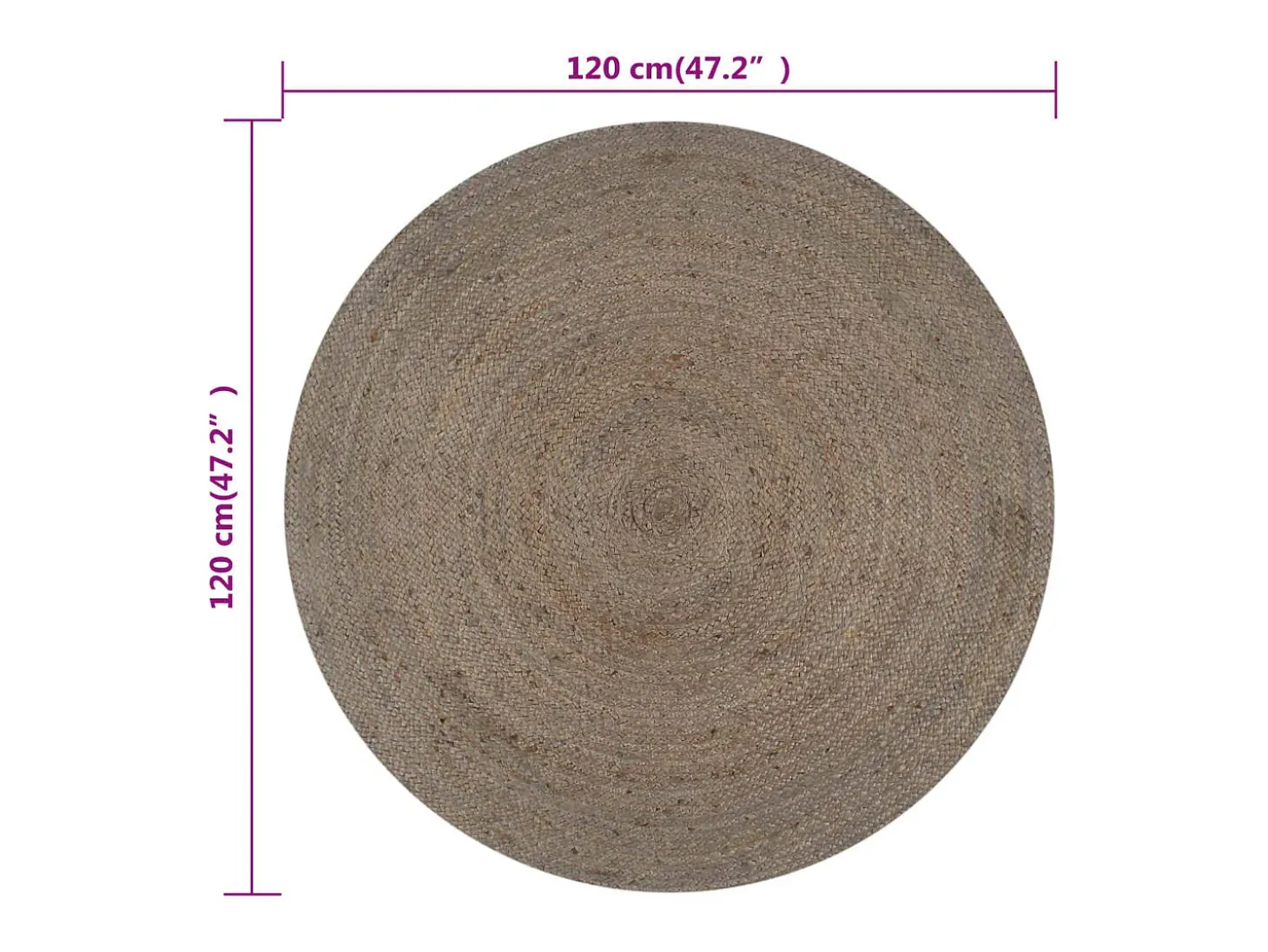 Alfombra de yute hecha a mano redonda 120 cm gris
