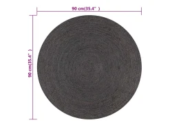 Alfombra de yute hecha a mano redonda de 90 cm gris oscuro