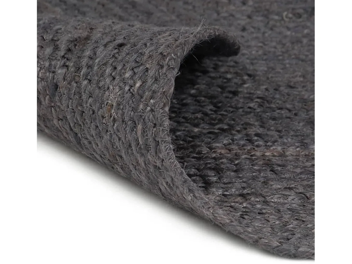 Alfombra de yute hecha a mano redonda de 90 cm gris oscuro