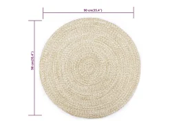 Alfombra de Yute Hecha a Mano Blanca y Natural 90 cm