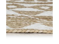 Alfombra de yute tejida a mano con estampado blanco 120 cm
