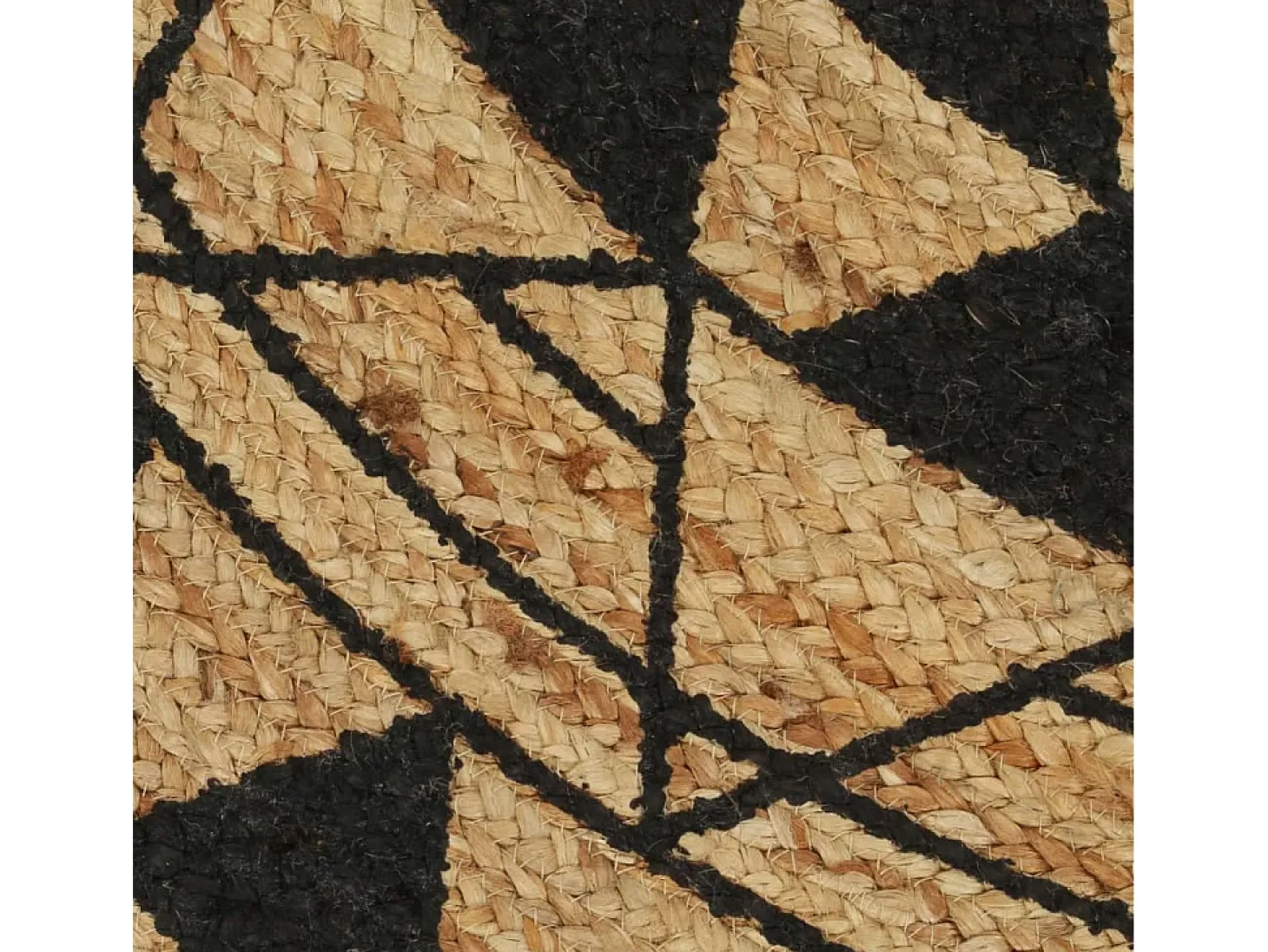 Alfombra de yute tejida a mano con estampado negro 150 cm