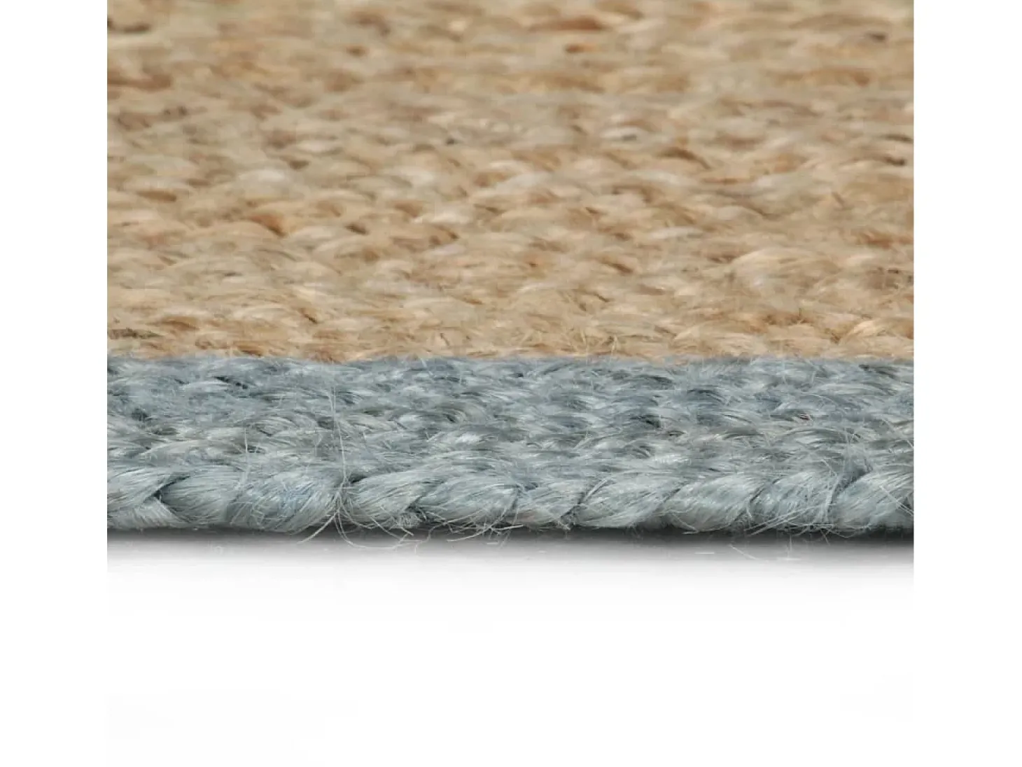 Alfombra de yute tejida a mano con borde verde oliva 150 cm