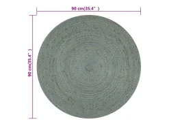 Alfombra de yute tejida a mano 90 cm verde oliva