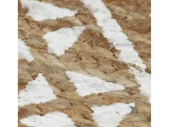 Alfombra de yute tejida a mano con estampado blanco 90 cm ES69136