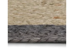Alfombra de yute tejida a mano con borde gris oscuro 90 cm