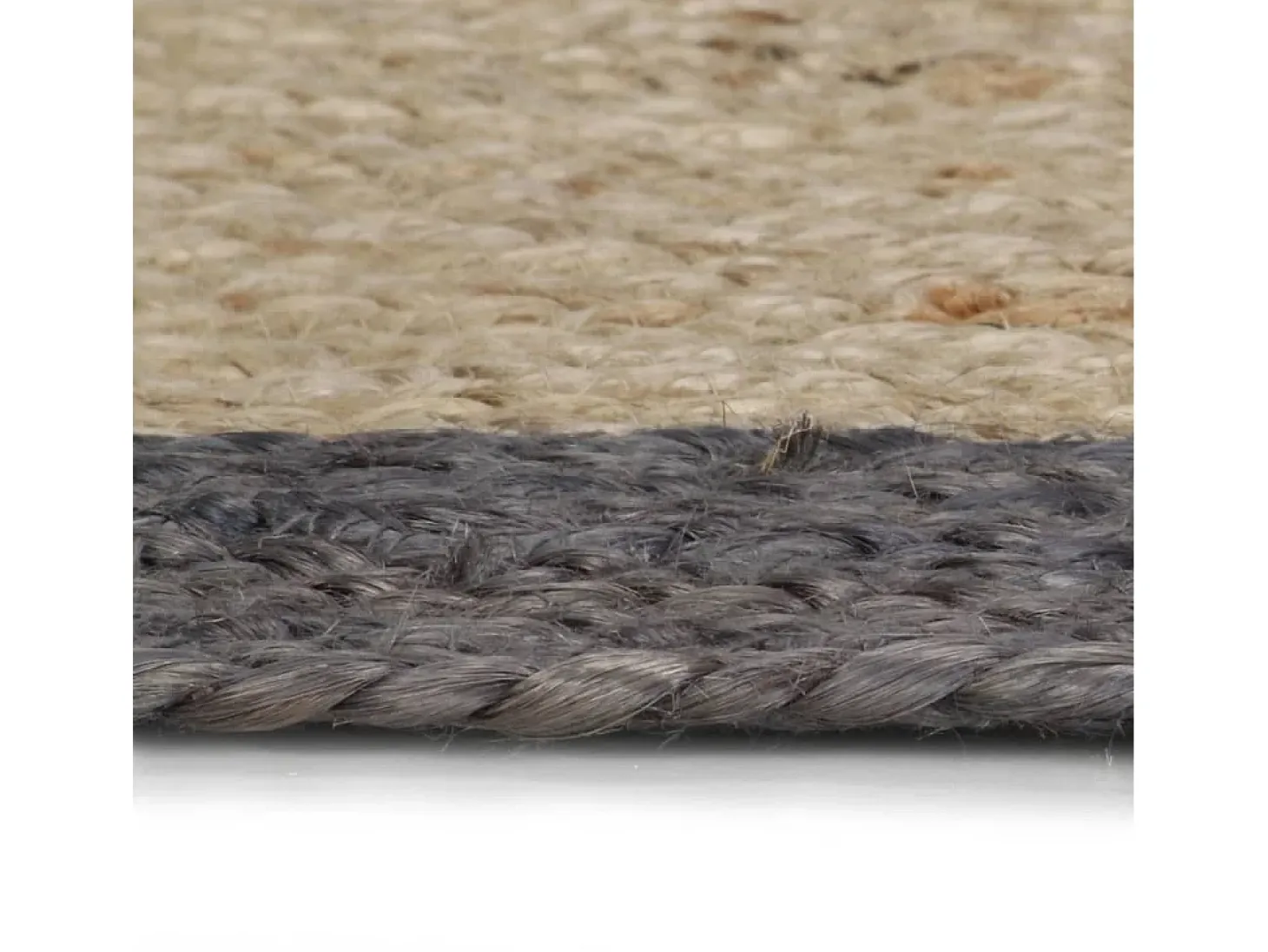 Alfombra de yute tejida a mano con borde gris oscuro 90 cm