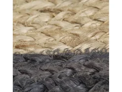 Alfombra de yute tejida a mano con borde gris oscuro 150 cm