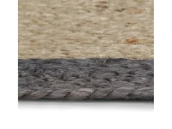 Alfombra de yute tejida a mano con borde gris oscuro 150 cm