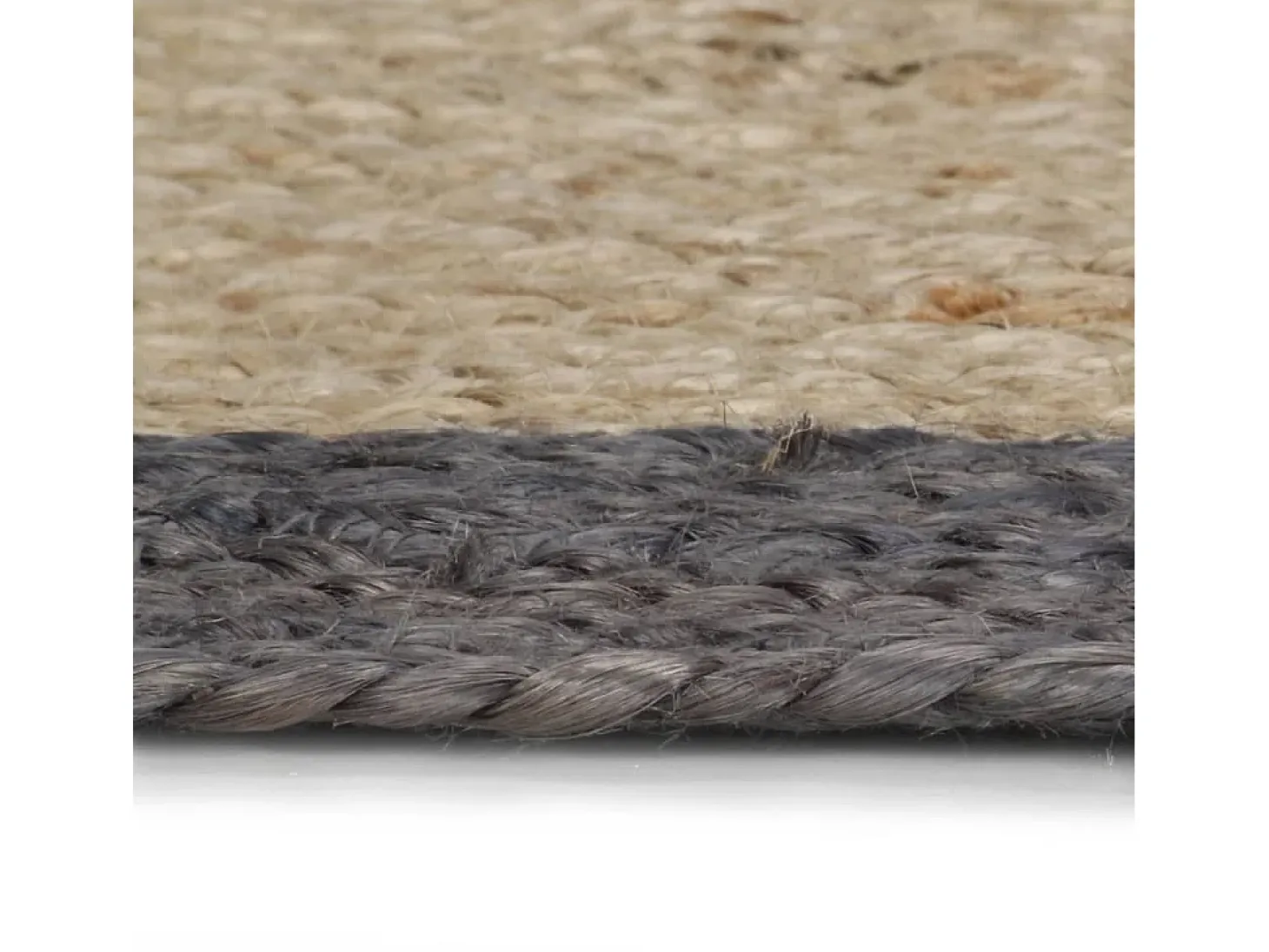 Alfombra de yute tejida a mano con borde gris oscuro 150 cm