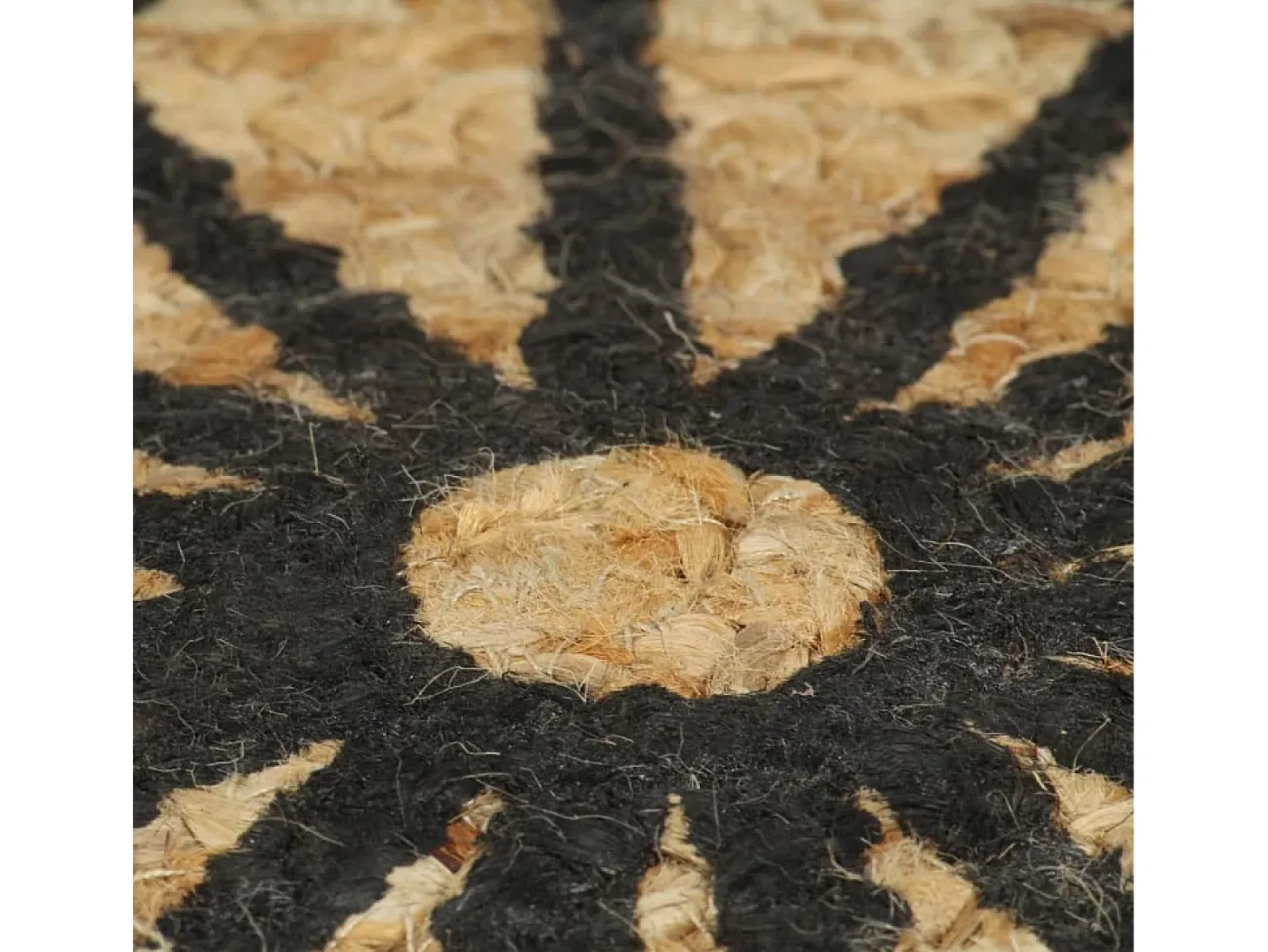Alfombra de yute tejida a mano con estampado negro 90 cm