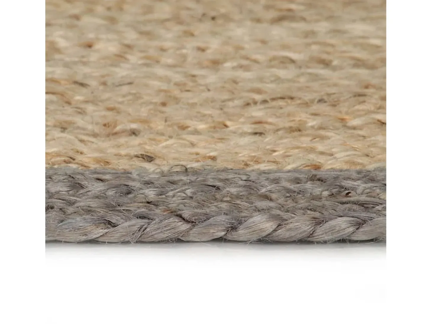 Alfombra de yute tejida a mano con borde gris 150 cm