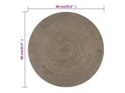 Alfombra de yute tejida a mano redonda 90 cm gris