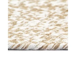 Alfombra de yute tejida a mano blanco y natural 90 cm ES50111