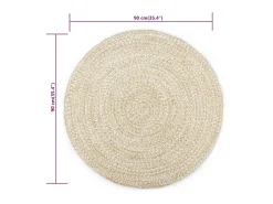 Alfombra de yute tejida a mano blanco y natural 90 cm ES50111
