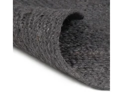 Alfombra de yute tejida a mano redonda gris oscuro 240 cm