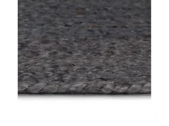 Alfombra de yute tejida a mano redonda gris oscuro 240 cm