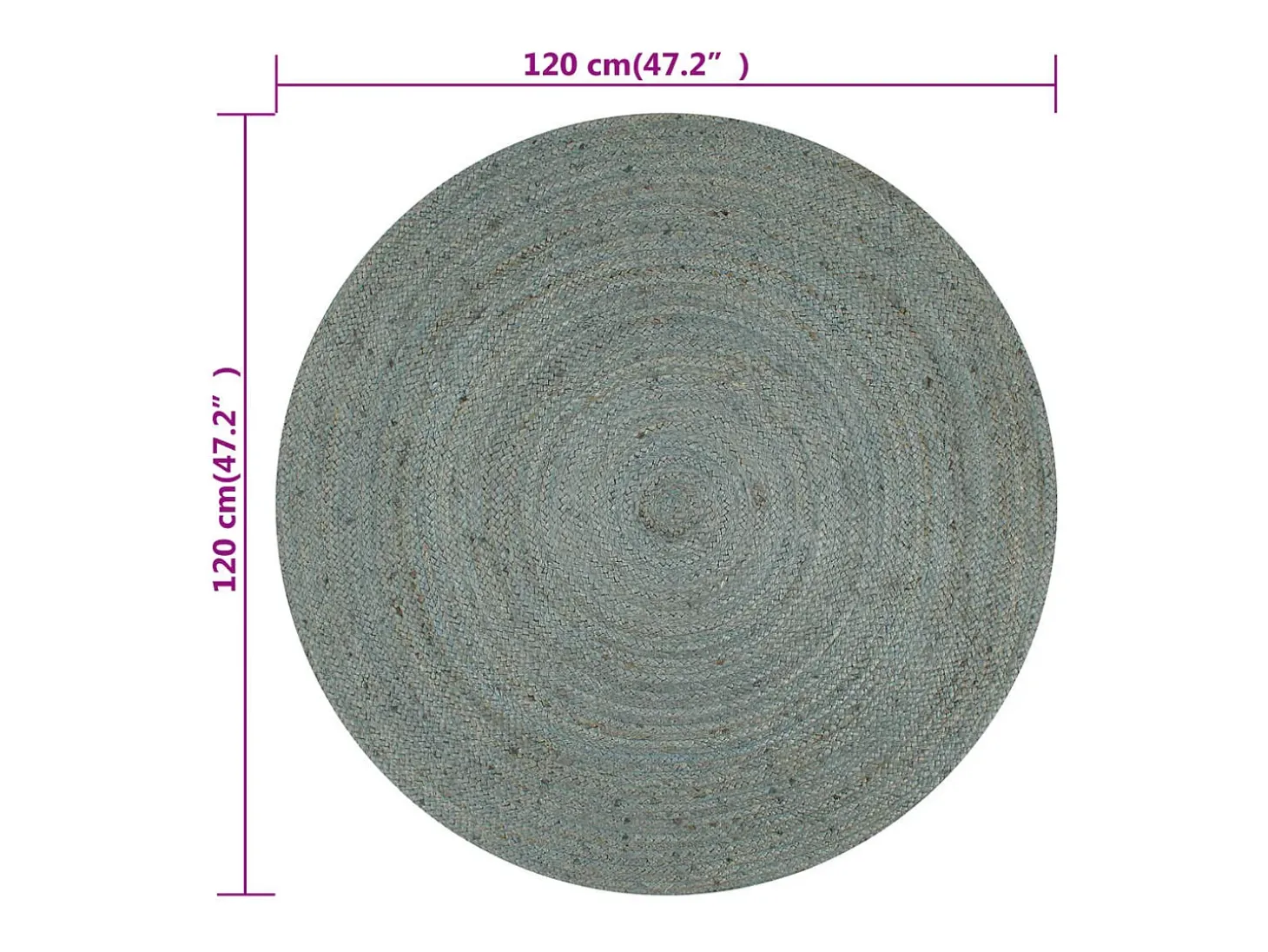 Alfombra de yute tejida a mano 120 cm verde oliva
