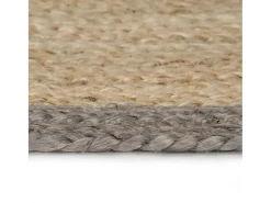 Alfombra de yute tejida a mano con borde gris 120 cm