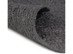 Alfombra de yute tejida a mano redonda gris oscuro 210 cm ES46783