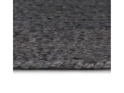 Alfombra de yute tejida a mano redonda gris oscuro 210 cm ES46783