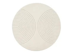 Alfombra Elisa Diseño Geométrico, Crema, 120 cm, Redondo
