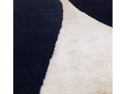 Alfombra geométrica de lana y viscosa - 160x230cm - azul marino, crema - Matrix Signature