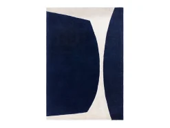 Alfombra geométrica de lana y viscosa - 120x170cm - azul marino, crema - Matrix Signature