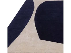 Alfombra geométrica de lana y viscosa - 120x170cm - azul marino, crema - Matrix Signature