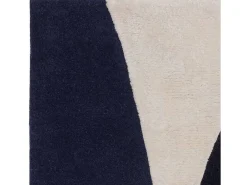 Alfombra geométrica de lana y viscosa - 120x170cm - azul marino, crema - Matrix Signature