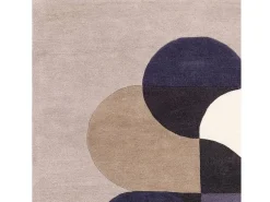 Alfombra geométrica, hecha a mano 100% lana - 200x290cm - gris, azul, negro, beige, crema - Matrix Statement