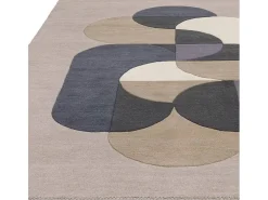 Alfombra geométrica, hecha a mano 100% lana - 120x170cm - gris, azul, negro, beige, crema - Matrix Statement