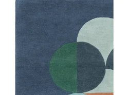 Alfombra geométrica, hecho a mano 100% lana - 200x290cm - azul, verde, crema, naranja, oro - Matrix Statement