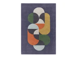 Alfombra geométrica, hecho a mano 100% lana - 120x170cm - azul, verde, crema, naranja, oro - Matrix Statement