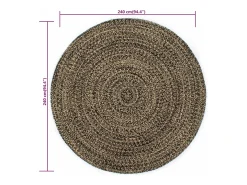 Alfombra hecha a mano de yute marrón y negro 240 cm