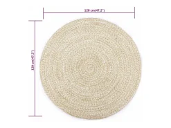 Alfombra hecha a mano de yute blanca y natural 120 cm
