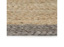 Alfombra hecha a mano de yute con borde gris 150 cm ES61338