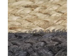 Alfombra hecha a mano de yute con borde gris oscuro 90 cm ES37257