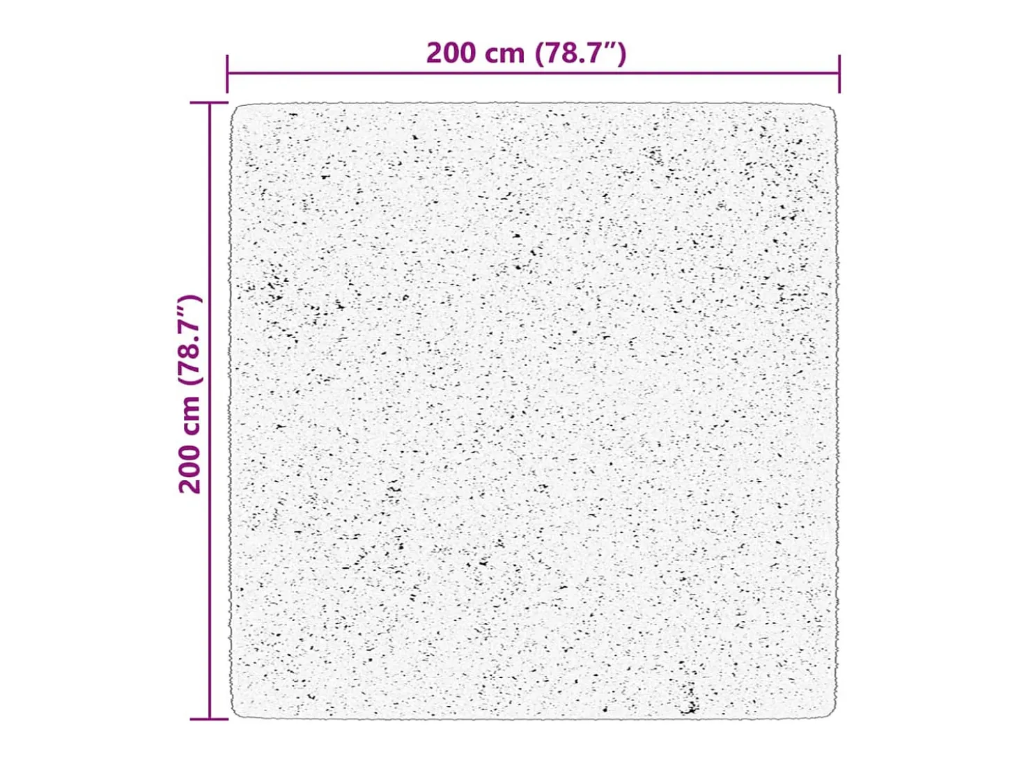 Alfombra HUARTE de pelo corto suave y lavable negra 200x200 cm