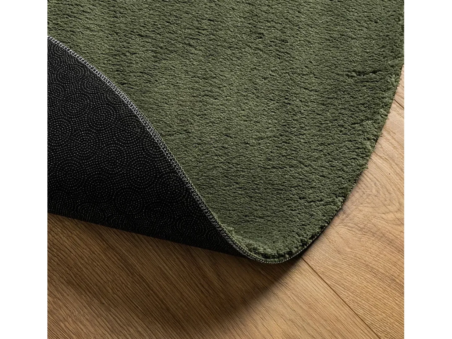 Alfombra HUARTE de pelo corto suave y lavable, verde bosque, Ø 80 cm