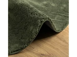 Alfombra HUARTE de pelo corto suave y lavable, verde bosque, Ø 80 cm