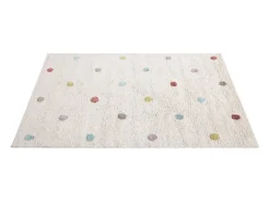 Alfombra infantil de algodón beige con lunares multicolores 100 x 150 cm DADA