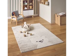 Alfombra infantil de osito en beige / crema