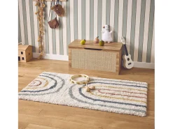 Alfombra infantil rainbow, interior crema y multicolor
