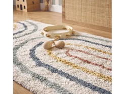 Alfombra infantil rainbow, interior crema y multicolor