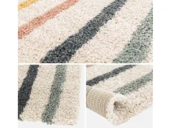 Alfombra infantil rainbow, interior crema y multicolor