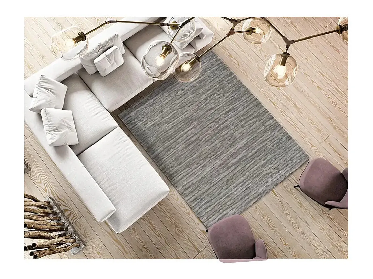 Alfombra interior - abstracto con relieve - gris - 160 x 230 cm - YEN