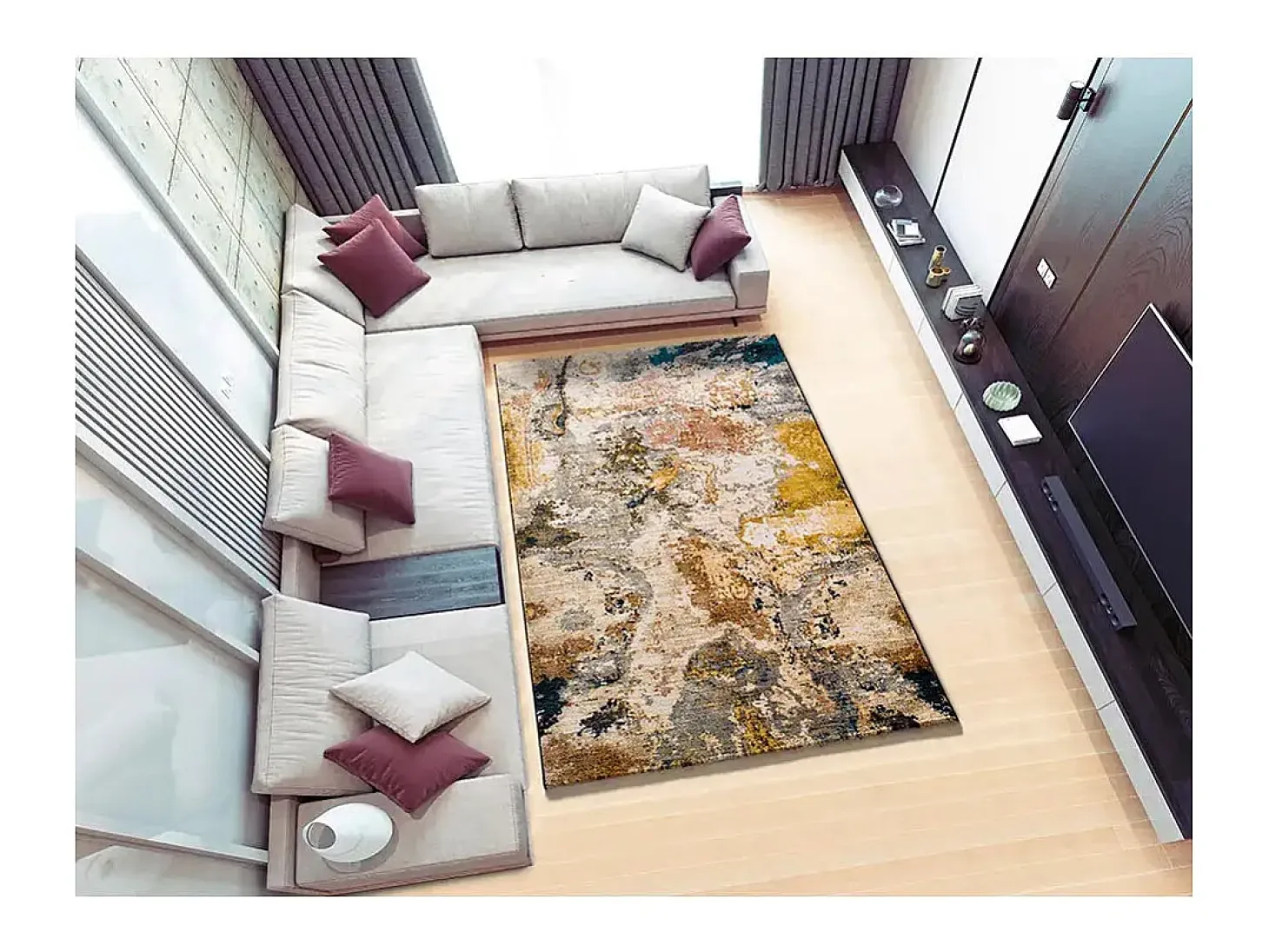 Alfombra interior - abstracto - multicolor - 200 x 240 cm - ANOUK